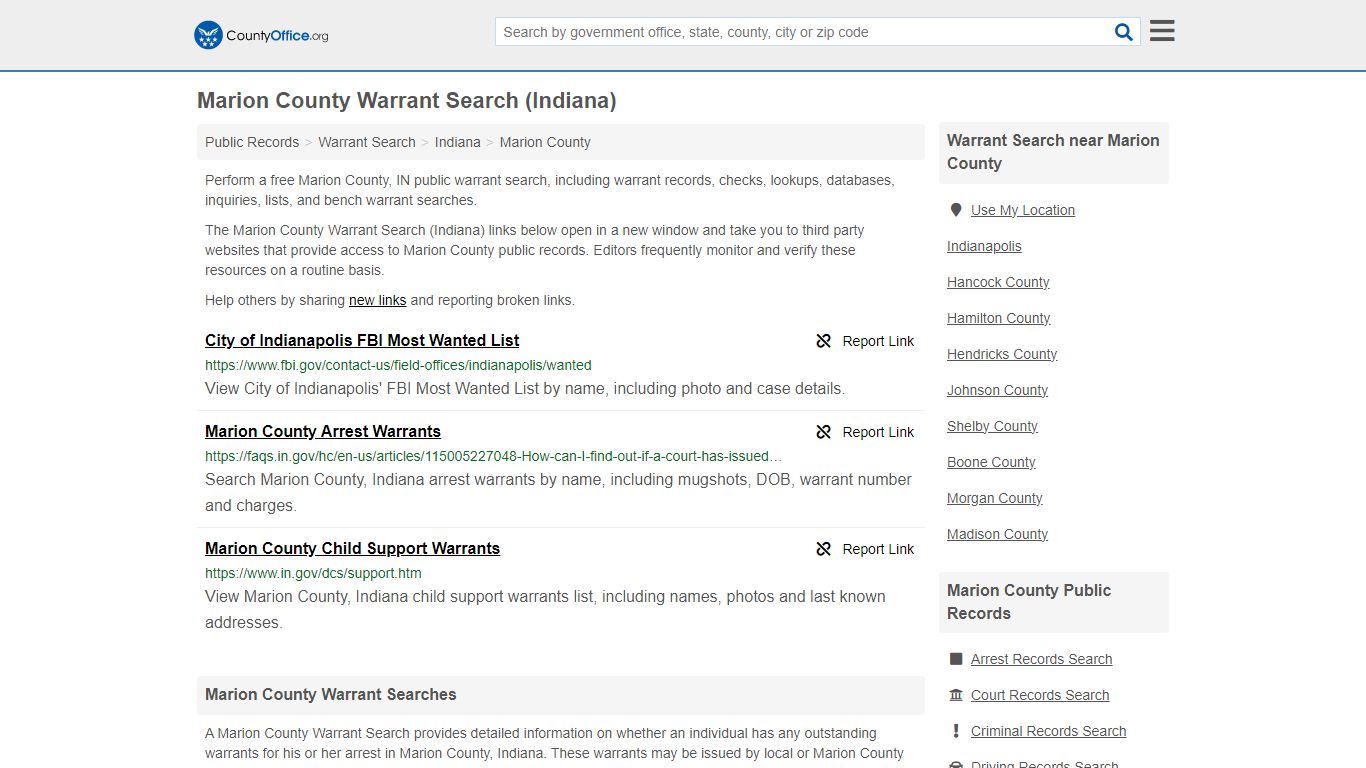 Marion County Warrant Search (Indiana) - County Office