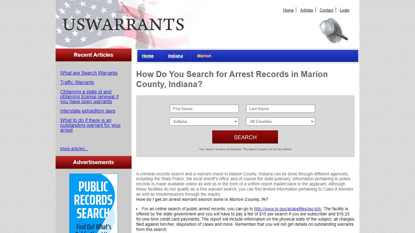 How Do You Search for Arrest Records in Marion County, Indiana ...